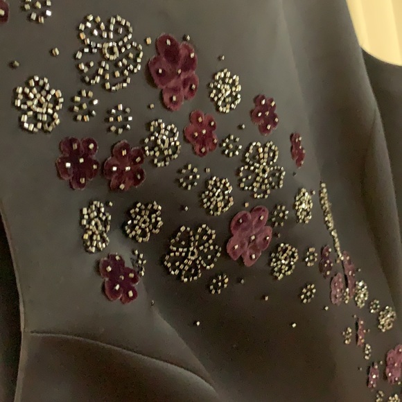 Liz Claiborne navy blue dress with flower beading - Picture 4 of 6